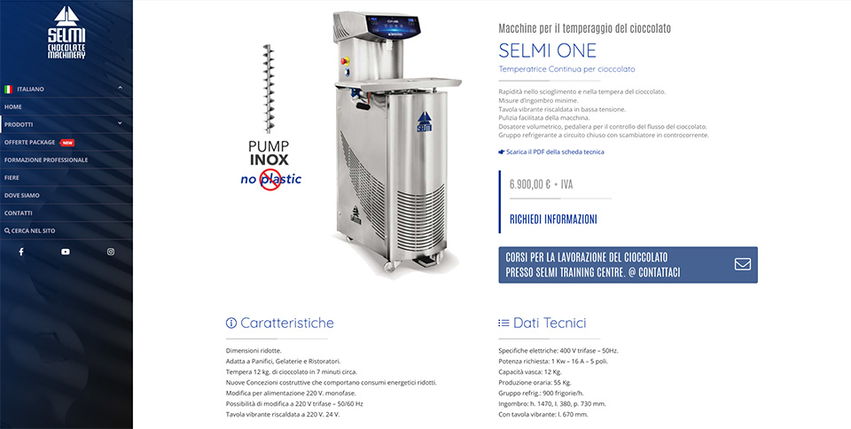 Sito internet Selmi Group macchine per la lavorazione del cioccolato