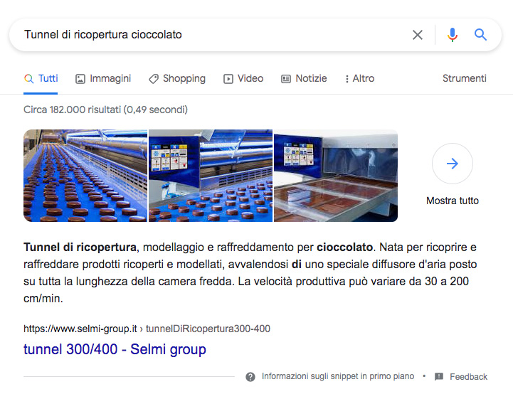 Sito internet Selmi Group macchine per la lavorazione del cioccolato